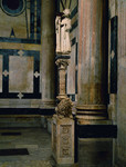 Candelabro per il cero pasquale con leone stiloforo e angelo
