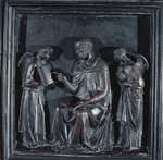 Formella della Porta della Sagrestia delle Messe San Girolamo tra due angeli