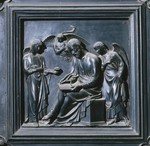 Formella della Porta della Sagrestia delle Messe San Matteo tra due angeli