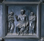 Formella della Porta della Sagrestia delle Messe San Giovanni Battista tra due angeli