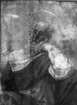 Figura di santo in atteggiamento pensoso (Evangelista o Dottore della Chiesa)